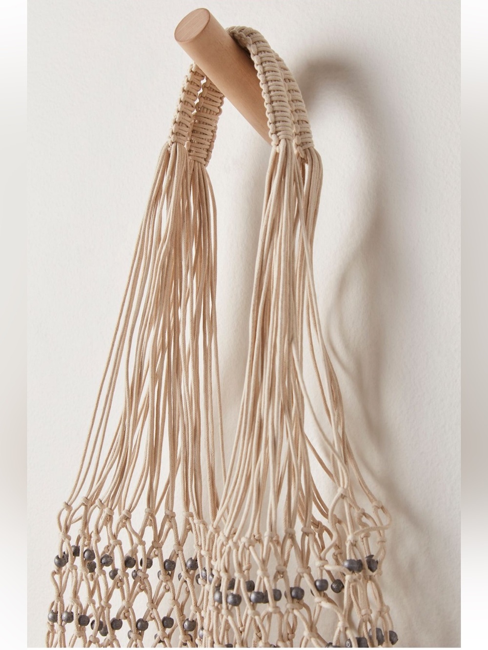 Free People Wishing Well Beaded Tote Beach Market Crochet Macrame Pool Bag - Picture 5 of 6